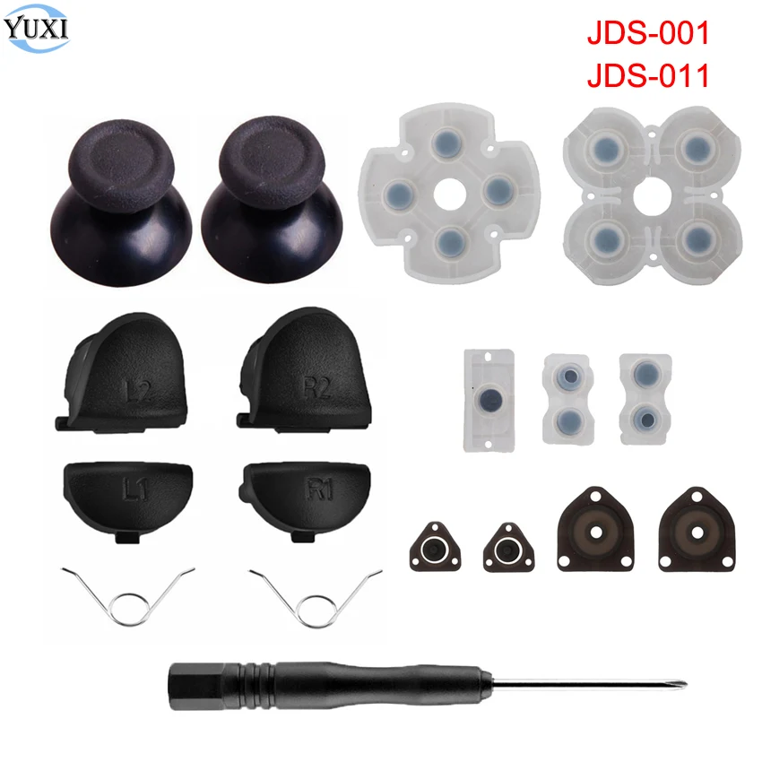 

YuXi L1 R1 L2 R2 Trigger Buttons Analog Grip Stick Caps Conductive Rubber Repair Parts For Dualshock 4 PS4 Controller