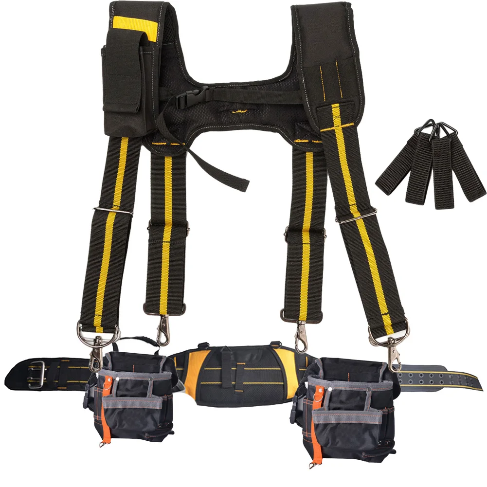 

Tool Belt Suspenders Bag Adjustable Lumbar Support Combo Apron Tool Belt and Yoke-style Suspenders for Carpenter Electrician