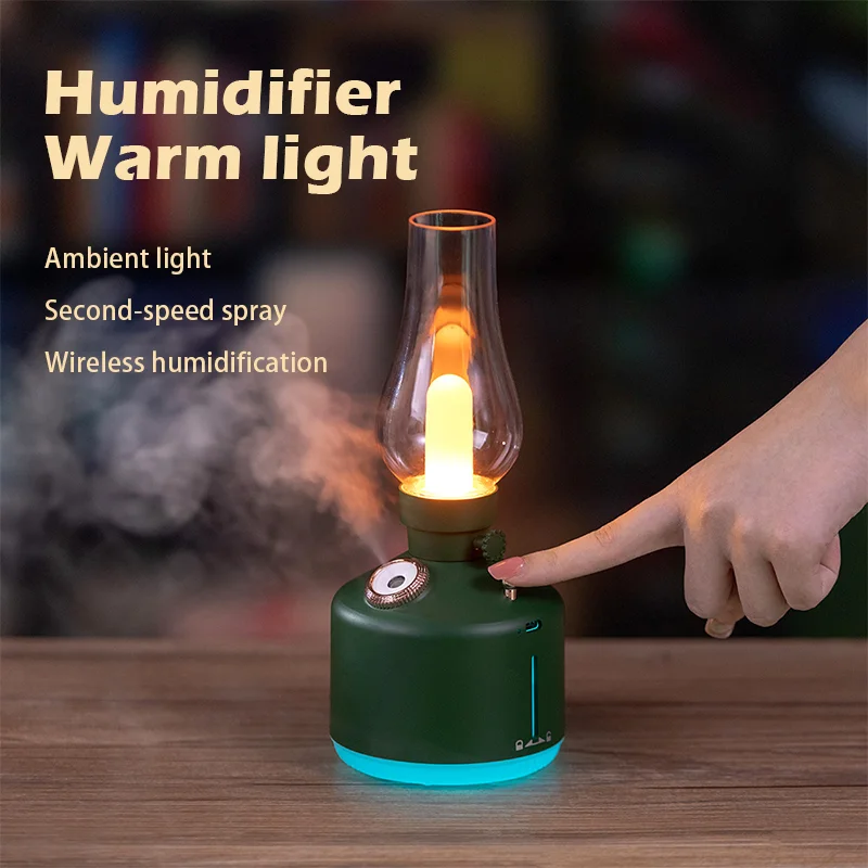 New 7Color Lights Wireless Aroma Diffuser Rechargeable Essential Oil  Cool Mist Retro Lamp Air Humidifier For Christmas Gift