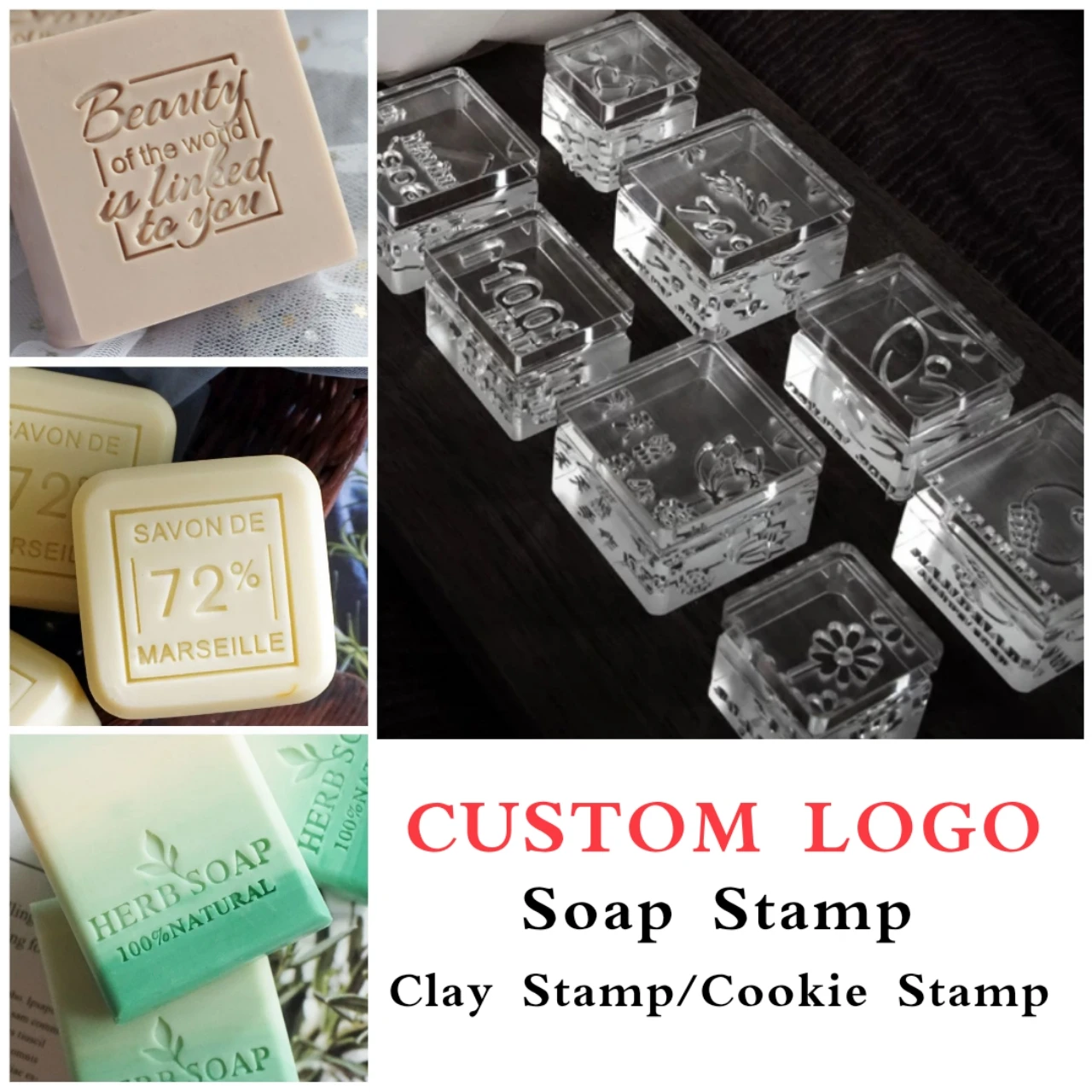 Custom Logo name Soap Stamp DIY Custom-made Acrylic Glass Personlized Cliche Seal Cookie Clay Candles soapcrafting hand stamping