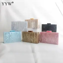 Square Acrylic Marbling Bag Box With Chain Shoulder Messenger Bags Women 2024 Fashion Daily Clutch Evening Wedding Party Purse