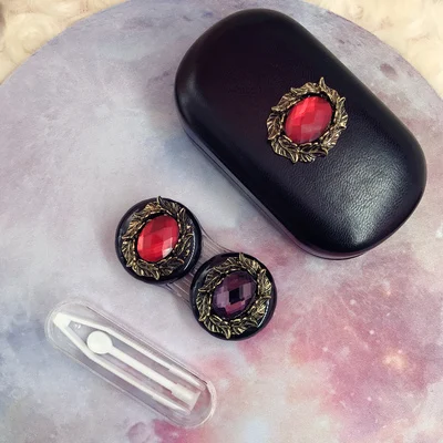 Hot Retro Leather Eye Contact Lens Case For Women Hard Box Eye Lens Container Holder Eyewear Accessories
