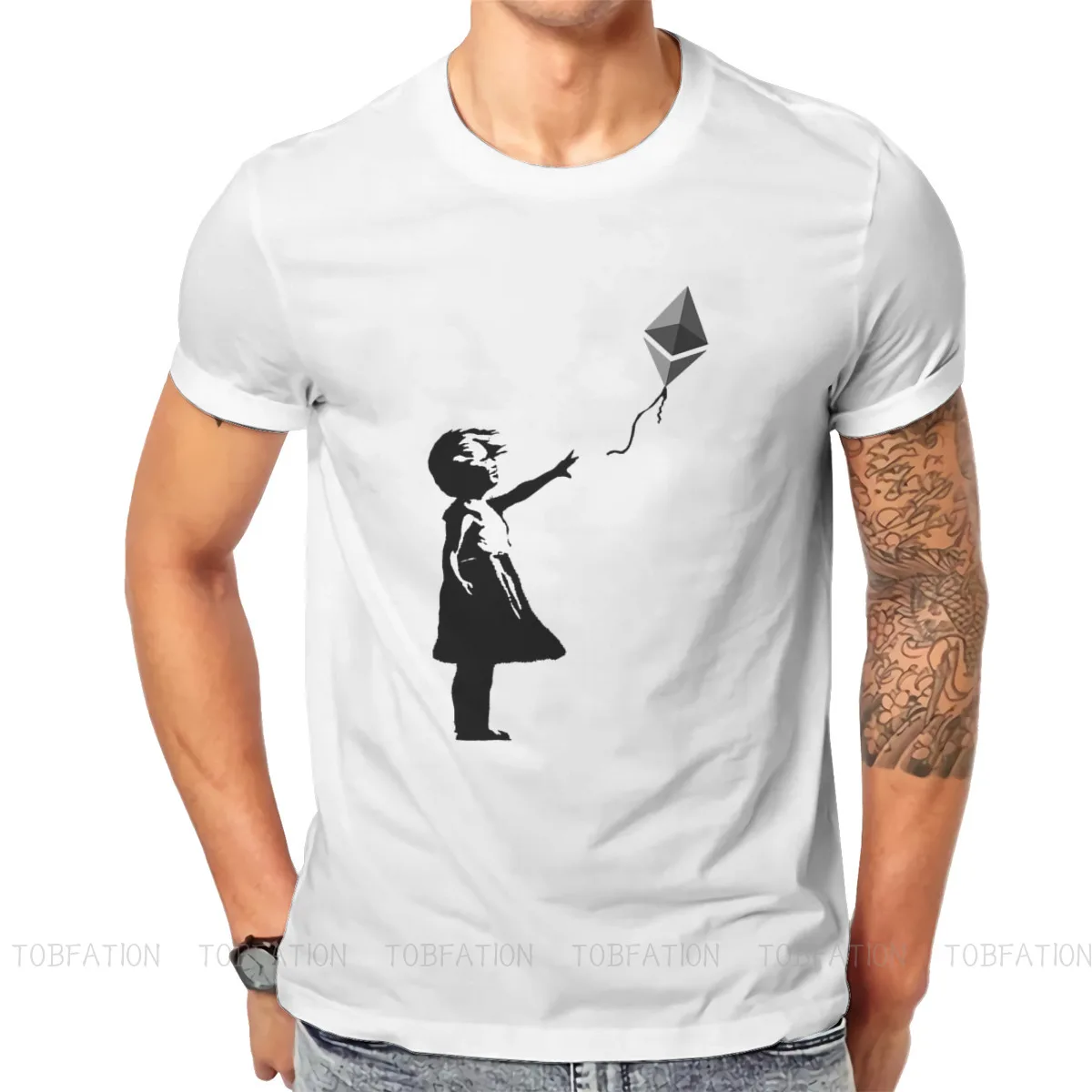 Balloon Girl Hipster TShirts Ethereum Virtual Digital Currency Male Graphic Pure Cotton Tops T Shirt O Neck Big Size