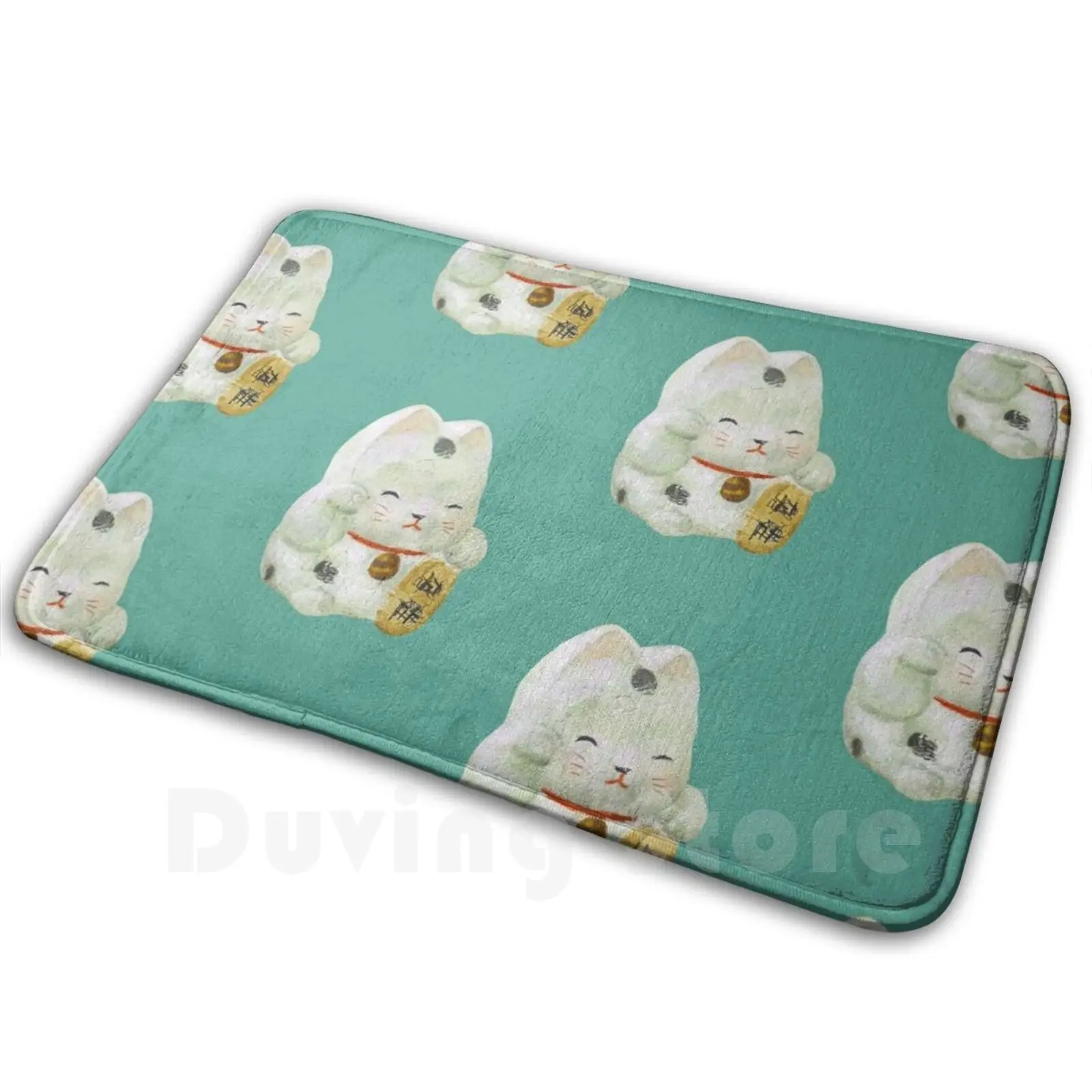 Maneki Neko , Lucky Charm Cat Japanese Asian Carpet Mat Rug Cushion Soft Non-Slip Maneki Neko Neko Cat Cute Kitty Japanese