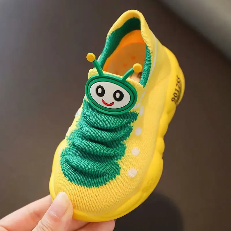 Zapatillas de deporte de fondo suave para niños, zapatos deportivos de Primeros Pasos, zapatos sin cordones para niñas y niños, zapatos para correr de animales lindos, The caterpillar