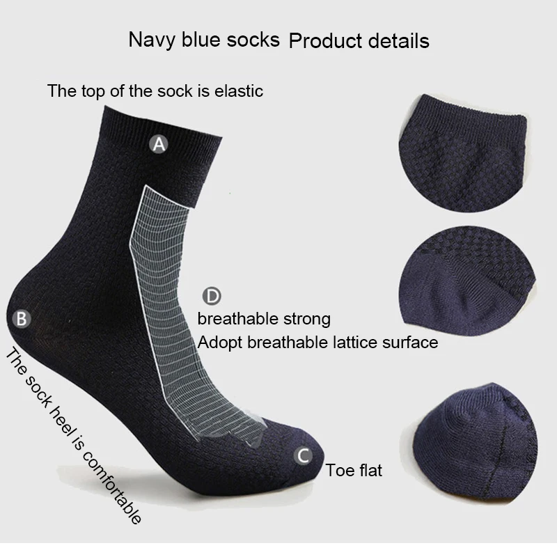 10 Pairs/Lot Men\'s Bamboo Fiber Socks 2023 New Compression Autumn Long Black Business Casual Man Dress Sock Gift Plus Size 42-45