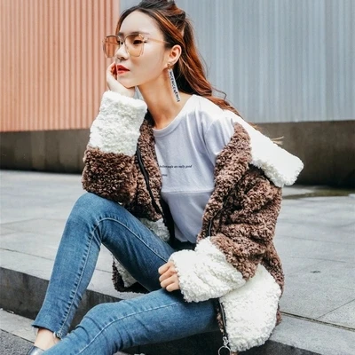 Top brand Soft New Super Faux Wool Fur Coat MF  high quality