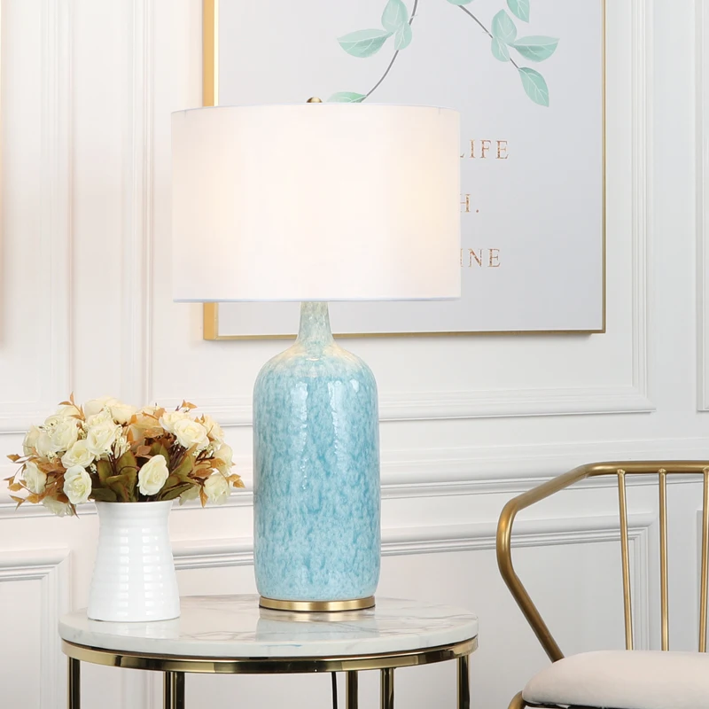 OURFENG Ceramic Desk Lamp Luxury LED Decorative Table Bedside Light For Living Room Bedroom Library Study Office