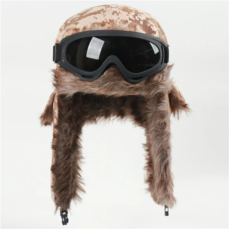 CAMOLAND Mùa Đông Máy Bay Ném Bom Earflap Mũ Nam Nữ Nga Ushanka Kèm Bịt Tai Nam Ngụy Trang Nhiệt Berber Trang Tuyết Mũ Lưỡi Trai