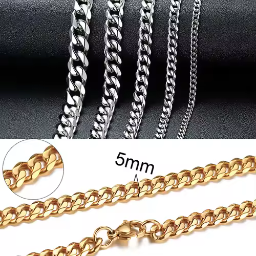 Vnox Cuban Chain Necklace for Men Women,Basic Punk Stainless Steel Curb Link Chain Chokers,Vintage Gold Color Solid Metal Collar - Image 5