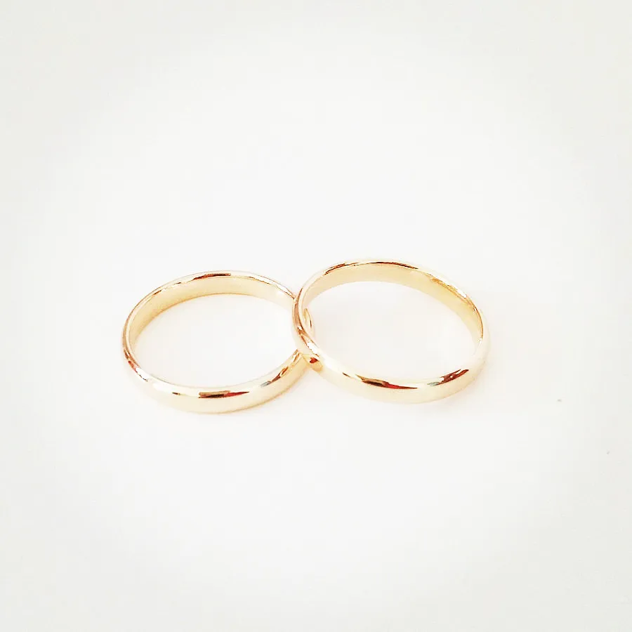 Ring for Couple  Rose 585 Gold Color Women Men Jewellery Engagement Ring 4MM Width Slim Wedding Rings