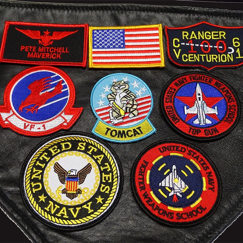 أفضل بندقية اختبار الطيران مافريك رينجر بقع تومكات الولايات المتحدة البحرية مقاتلة سلاح المدرسة شارة الشرطة القوات الخاصة التصحيح