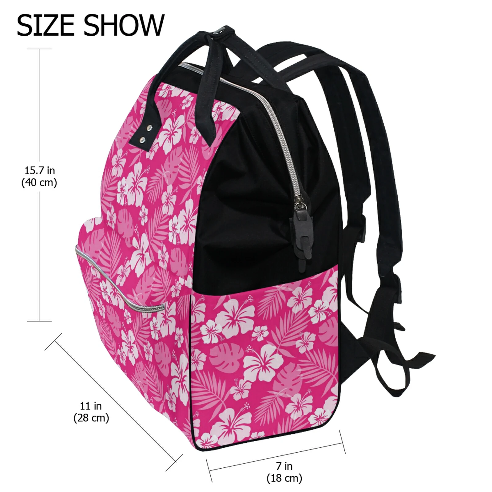 ALAZA Fashion Mummy Maternity Nappy Bag Floral Print Large Capacity Baby Bag Travel Backpack Designer Nursing Bag for Baby Care