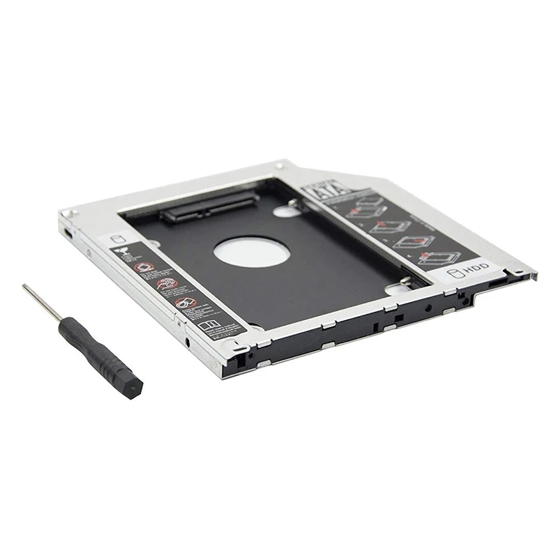 Universal Aluminum 2nd HDD Caddy 9.5 12.7mm SATA 3.0 Hard Drive Box Optibay Enclosure 2.5 SSD For Laptop DVD-ROM