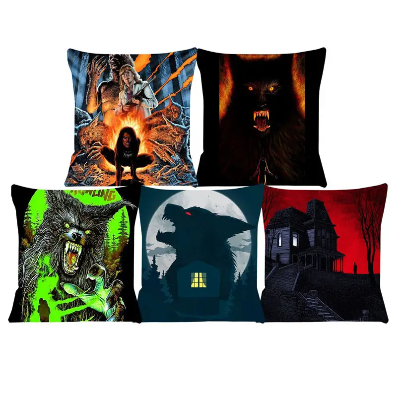 

New Cushion Cover Werewolf Horror Pillow Case 45x45 Chair Cushion Home Decorative Pillows For Sofa Throw Pillow Cover Car SJ-190