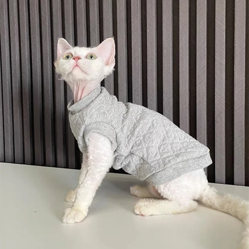 Fashion Sphinx Cat Vest Clothes Winter Kittens Costume Pet Hoodies For Sphynx Small Dog Coat With Love Pattern Autumn Spring