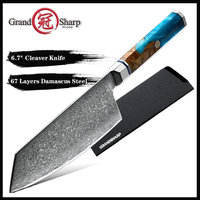Grandsharp 6.7 Inch Cleaver Knife Damascus Steel AUS10 Kitchen Gyuto Knife Japanese Butcher Knife Sushi Vegetables Cooking Tools