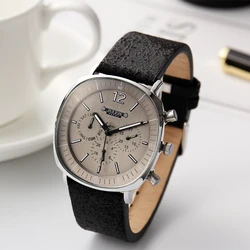 Reloj con funciones reales para hombre, pulsera de piel auténtica con diseño japonés Mov't, horario de moda, regalo de cumpleaños para niño o escuela de negocios, caja Julius