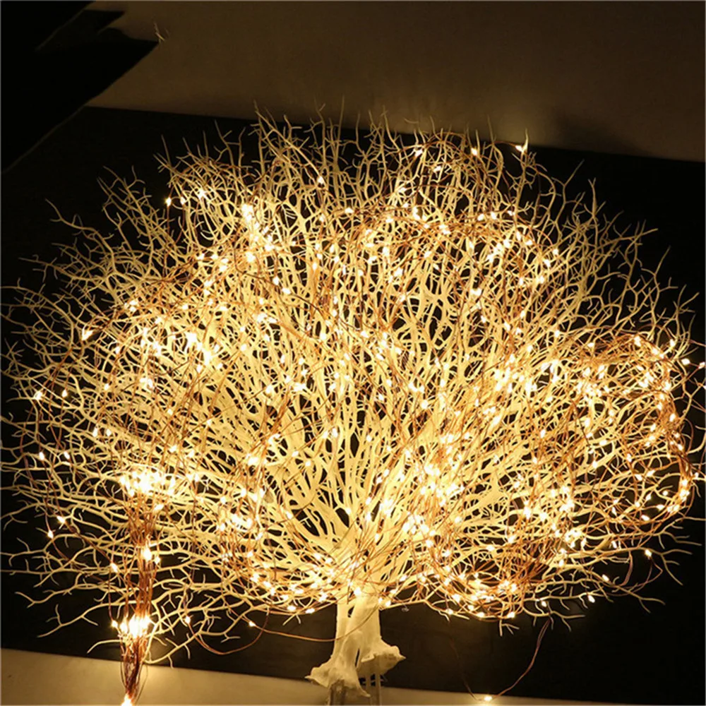 EU/US Plug Garden Light Tree Vines Copper Wire String 200 LED Gypsophila Fairy Holiday Christmas Party Garland Icicle LED String