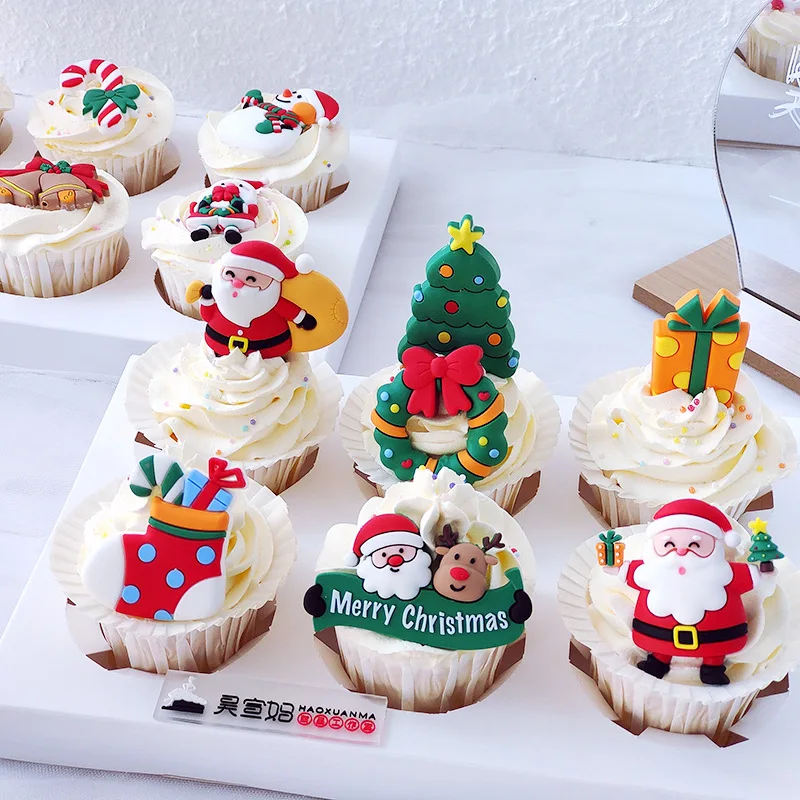 Soft glue baking a cake decoration Christmas gift box party dessert furnishing articles cartoon Santa snowman boots