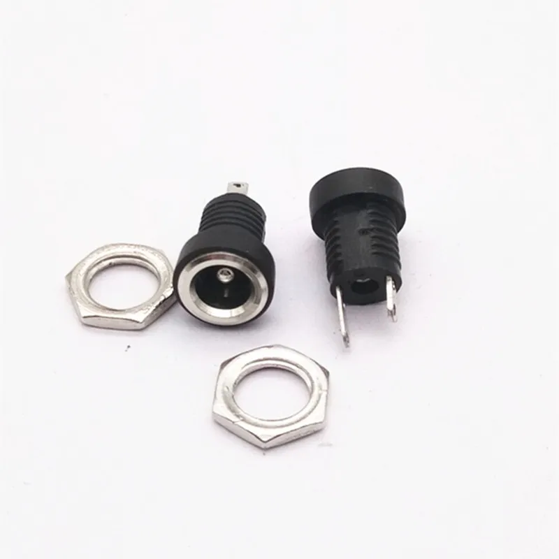 Wholesale 1000 pcs 5.5 x 2.1mm DC Power Socket Female Panel Threaded Mount Screw Nut DC 5.5x2.1 Socket Electrical Plug Connector