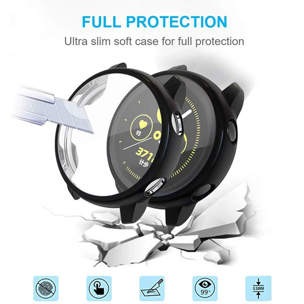 Case For Samsung Galaxy watch active 2/active 1 40mm 44mm bumper full coverage TPU silicone Screen smart watch protector cover