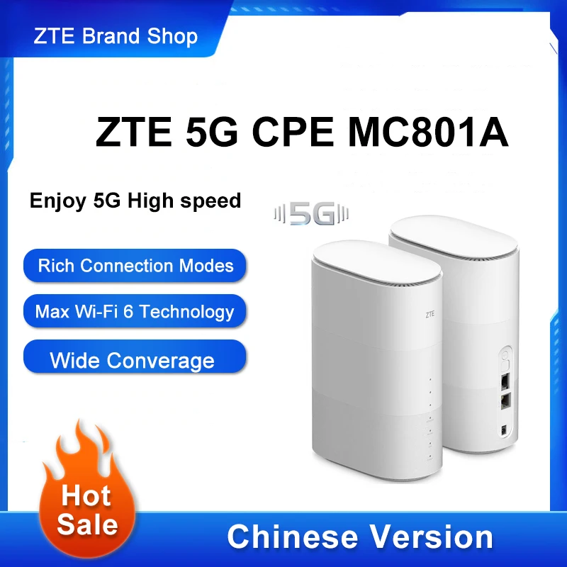 

Unlocked ZTE MC801A Wifi 6 Router 5G CPE wifi Repeater 5ghz SDX55 NSA+SA N78/79/41/1/28 802.11AX Modem 5g Wifi Sim Card