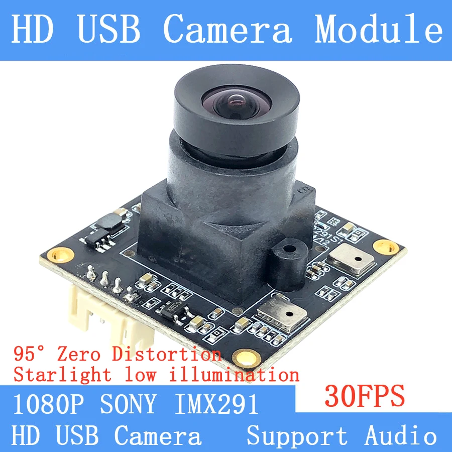 

HD Low illumination Non Distortion Webcam SONY IMX291 2MP 95° OTG UVC 30FPS USB Camera Module Microphone for Linux Windows