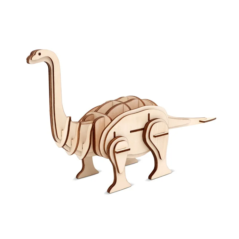 candice guo 3D wooden puzzle DIY toy hand work woodcraft kit animal series dinosaur brontosaurus boy birthday Christmas gift 1pc