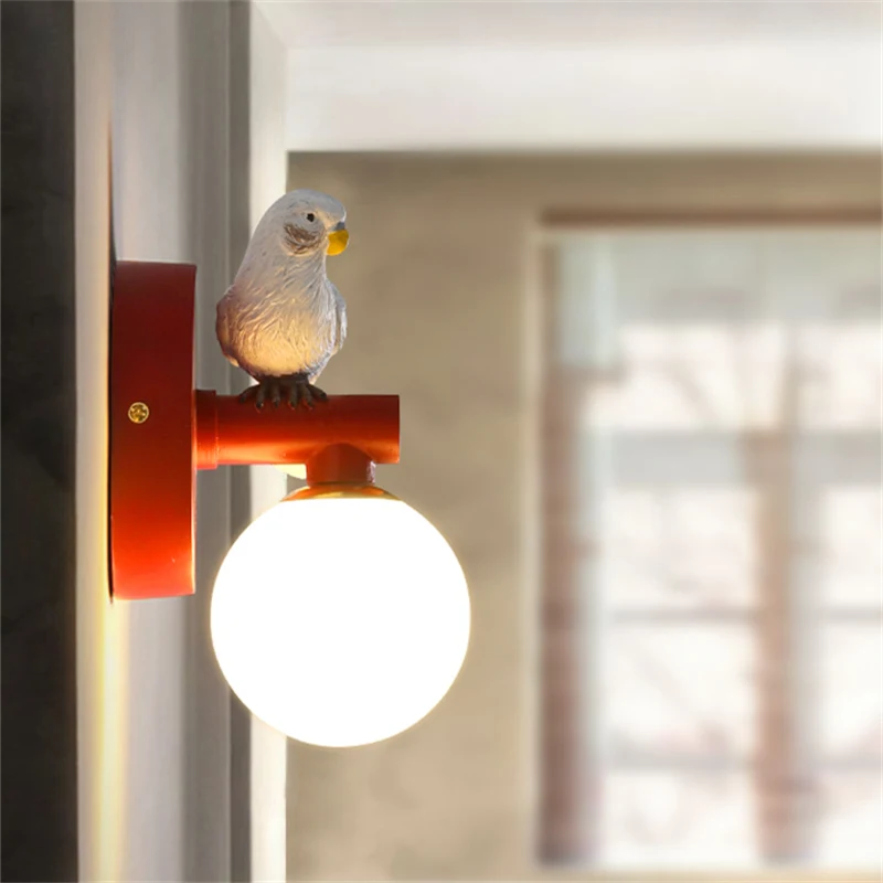 American Rural Creative Wall Lamps LED G9 Personality Network Red Parrot For Bedroom Coffee Shop Balcony Illumination Luminaire