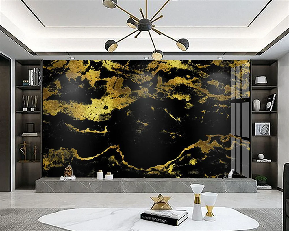 beibehang Customize new luxury black gold high-end black imitation marble pattern tooling background wallpaper papier peint