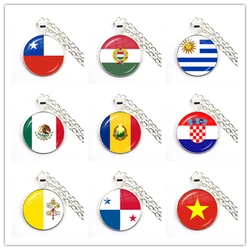 Chile Hungary Uruguay Mexico Romania Croatia Vatican Panama Vietnam National Flag 25mm Glass Cabochon Pendant Necklace Jewelry
