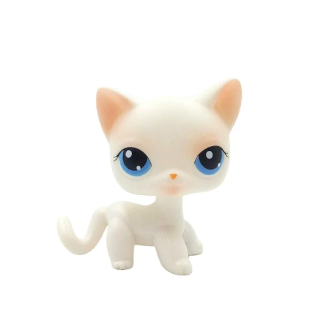 LPS CAT Littlest pet shop bobble head toys cat 64 short hair standing pink white kitty blue eyes collectible gift toys figure
