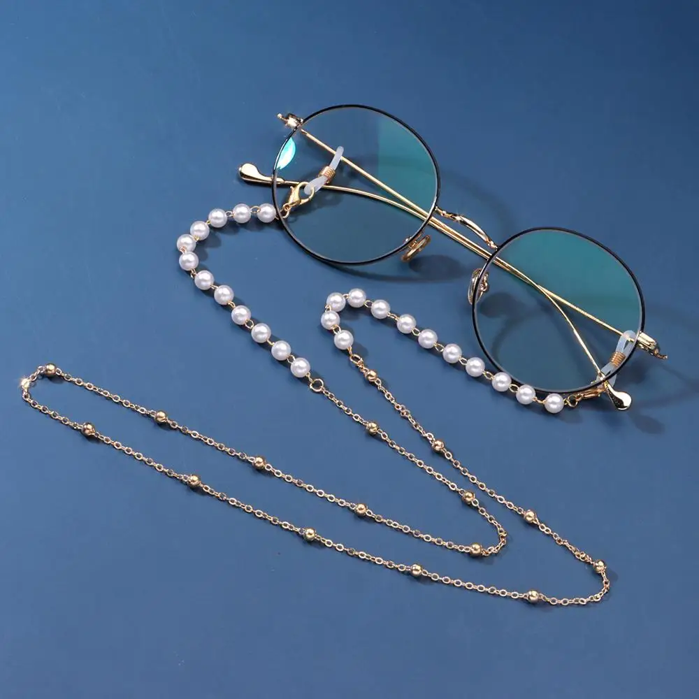 Straps Sunglasses With Chain Strap Beads Eyeglasses Mask Chains Gold Metal String for Glasses Cords Anti-lost Glasses Rope