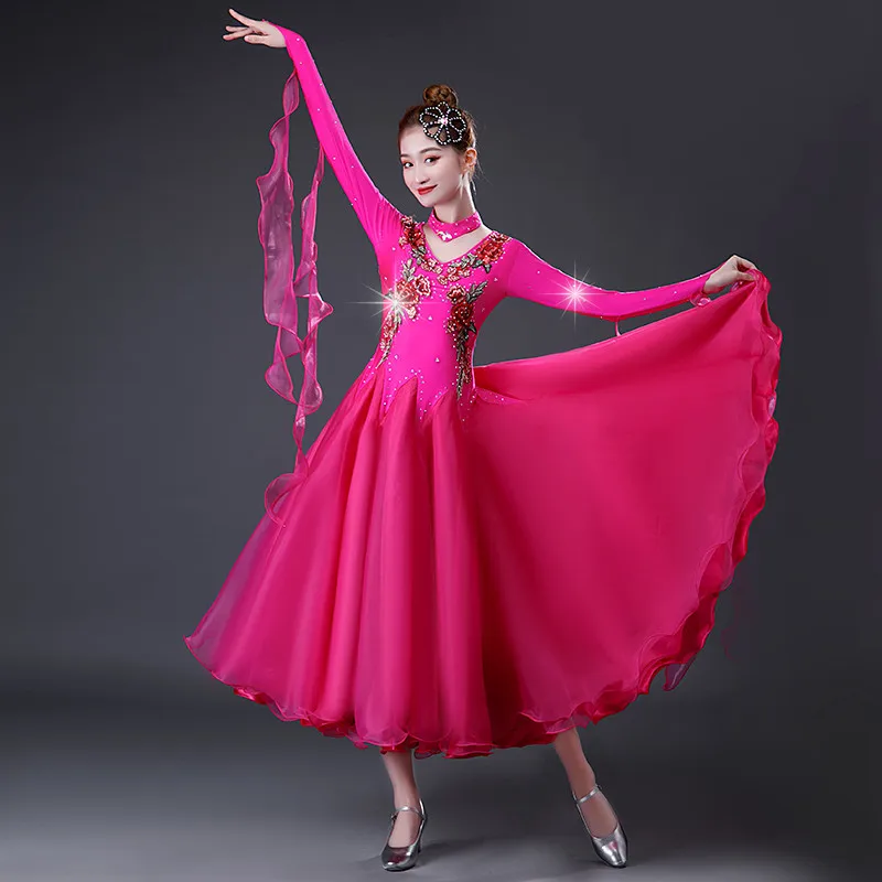 

New Ballroom dance dress big swing new Waltz Tango national standard dance competition performance Clothes