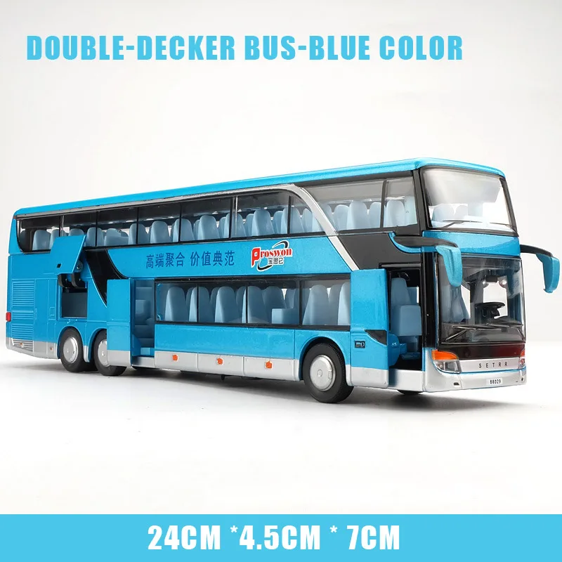 1:32 Scale High simulation Alloy Toys Double Sightseeing Bus Model Cars Flashing Sound Vehicle for children Christmas presents