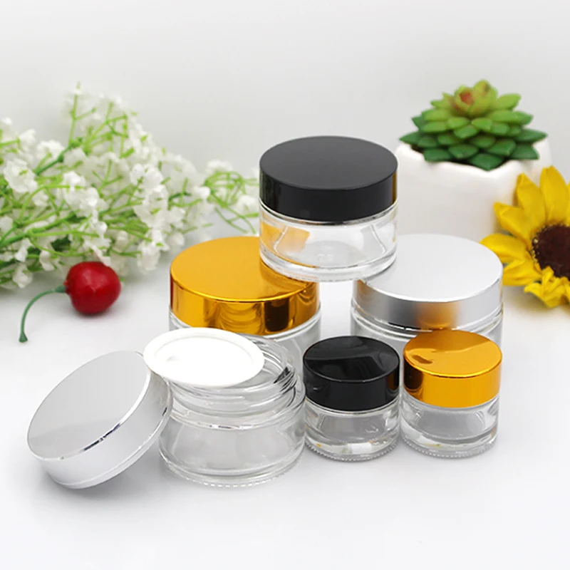 20pcs 5g 10g 20g 30g 50g Empty Transparent Glass Jar Containers Cosmetic Cream Lotion Powder Bottles Pots Travel Ointment Box