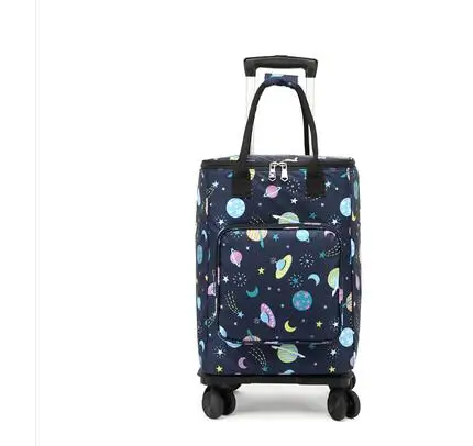 Portable Folding Grocery Shopping Bag With Wheels Travel Trolley Shopping Bag Picnic Insulation Shopping Bag Household Grocery
