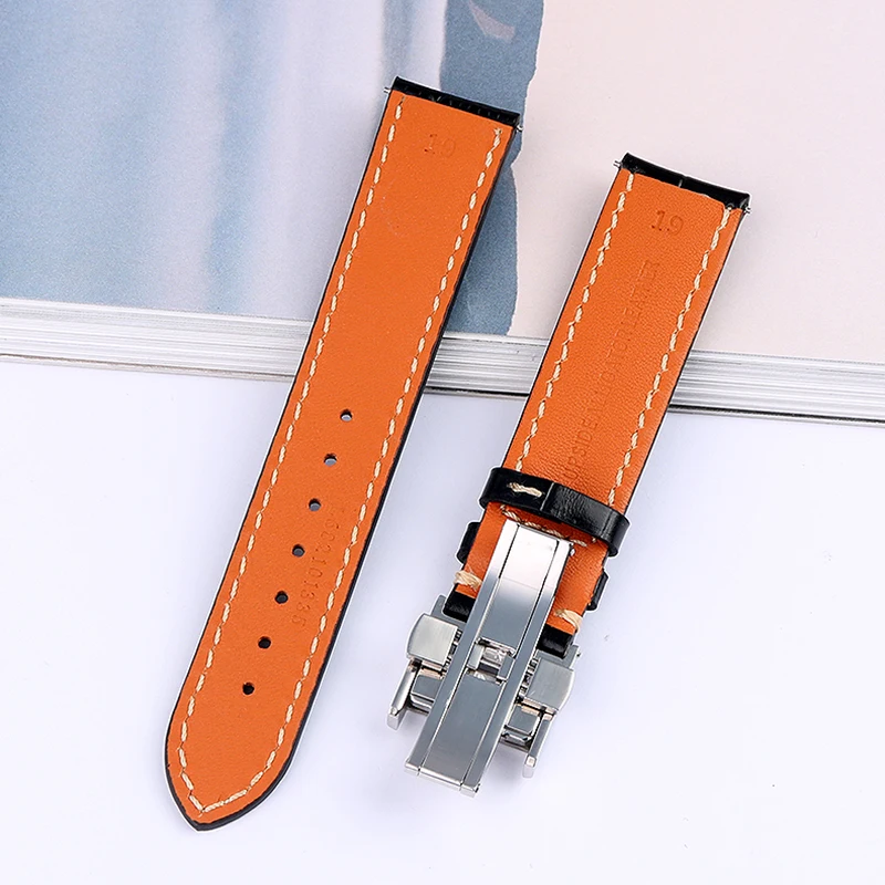 Alligator Cowhide wristband for Longines famous craftsman L2 collection moon phase kangkas belt 19mm 20mm 21mm men\'s wristband