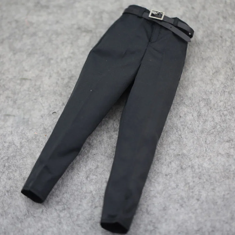 

1/6 Scale Man Black Trousers Suit Pants Costume with Belt Fit 12'' Male Soldier Action Figure Body Dolls In Stock