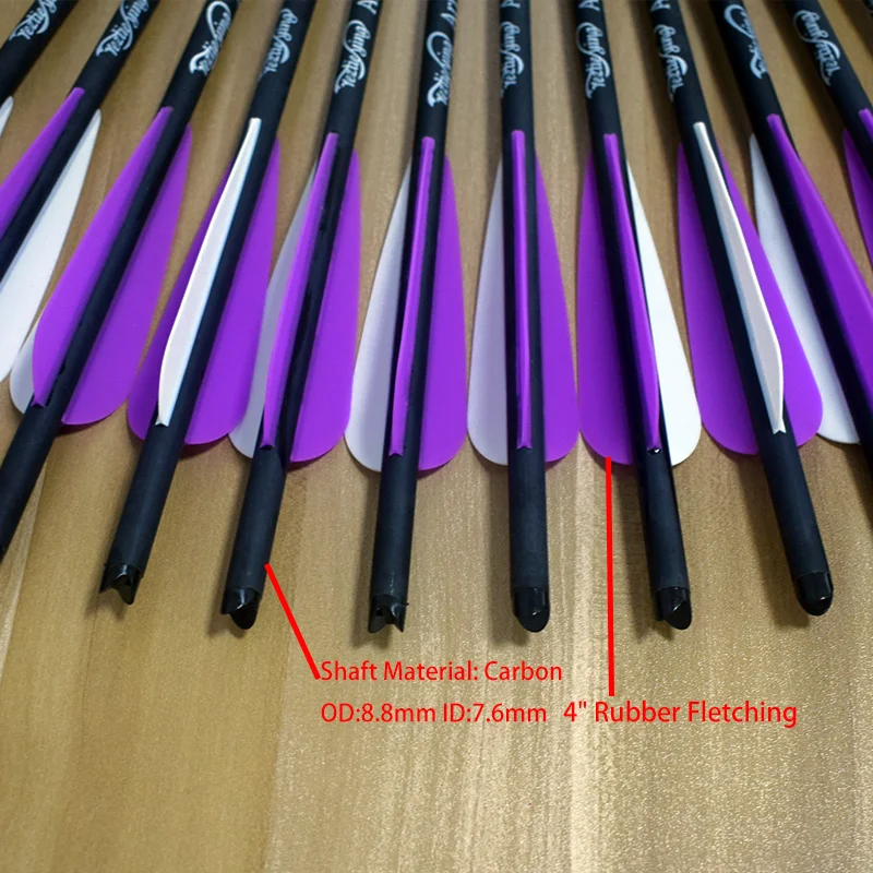 Flechas de Tiro con Arco OD8.8, 6/12 piezas, 13, 16, 17, 18, 20, 22 pulgadas, Ballesta de carbono, pernos, caza