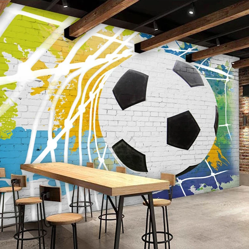 Custom 3D Graffiti Brick Wall Football Poster Photo Kids Room Bedroom Living Room Decor Mural Wallpaper Papel De Parede Tapety