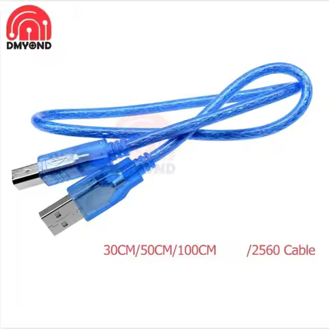 30cm/50cm/100cm USB Cable for r3/MEGA 2560 Blue High Quality A Type USB 2.0 0.3m 0.5m 1m Square Port Cable for Arduino