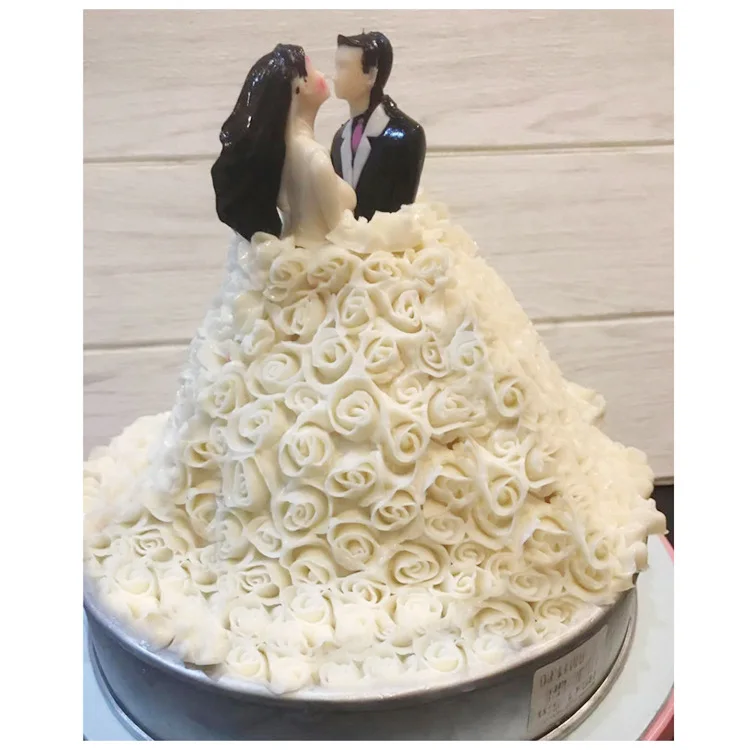 New 3D Rose Bride Wedding Dress Fondant Cake Silicone Mold Wedding Decoration Cake Decorating Tools DIY Cake Baking Tools K421