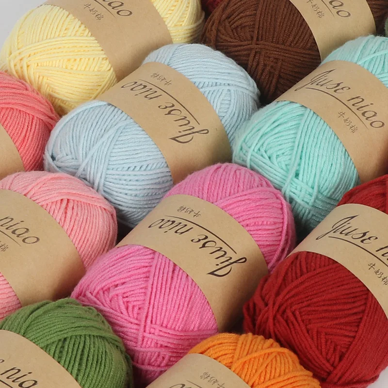 Milk Cotton Baby Yarn Colorful Hand Knitted Wool Yarn For Sweater Scarf Doll DIY Handmade Crochet Yarn Knitting Supplies