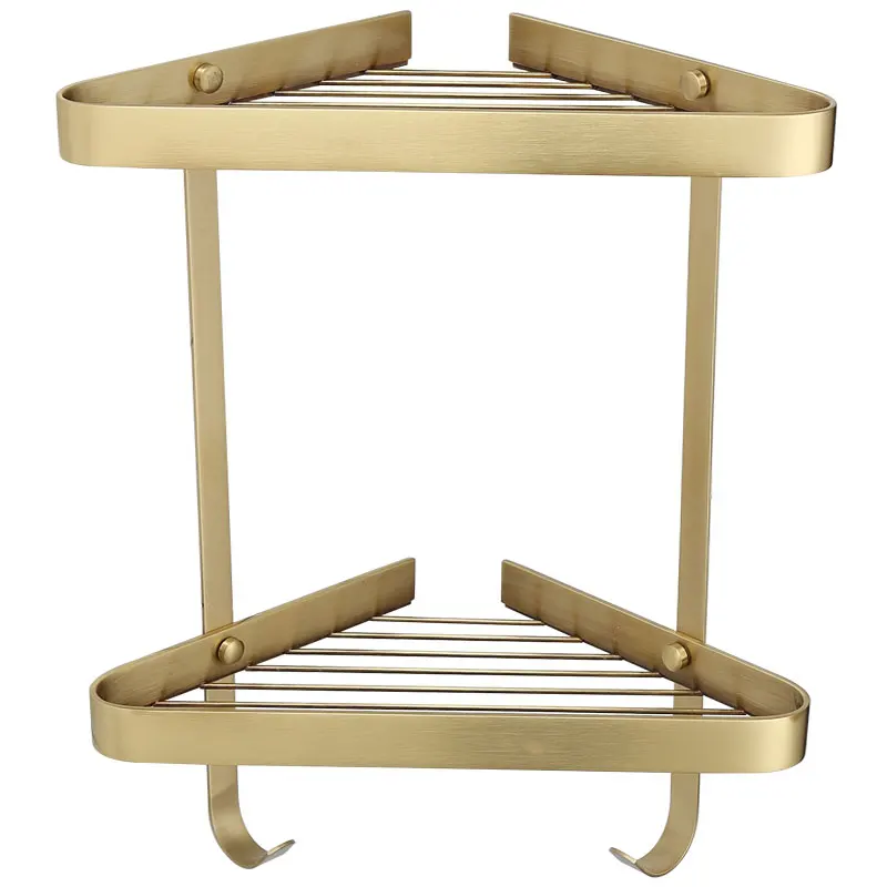 Corner Shelf Brass Bathroom Shower Rack Brushed Gold Bath Shower Shelf Bath Shower Caddy Rack Holder Wall Mounted Bathroom shelf