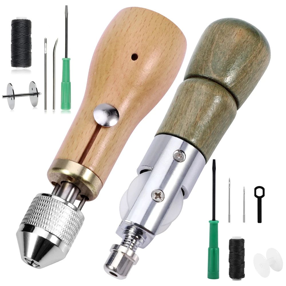 

Leather Sewing Awl Manual Sewing Machine Speedy Stitcher Leather Wooden Handle Awl Craft Stitching Shoemaker Canvas Repair Tool