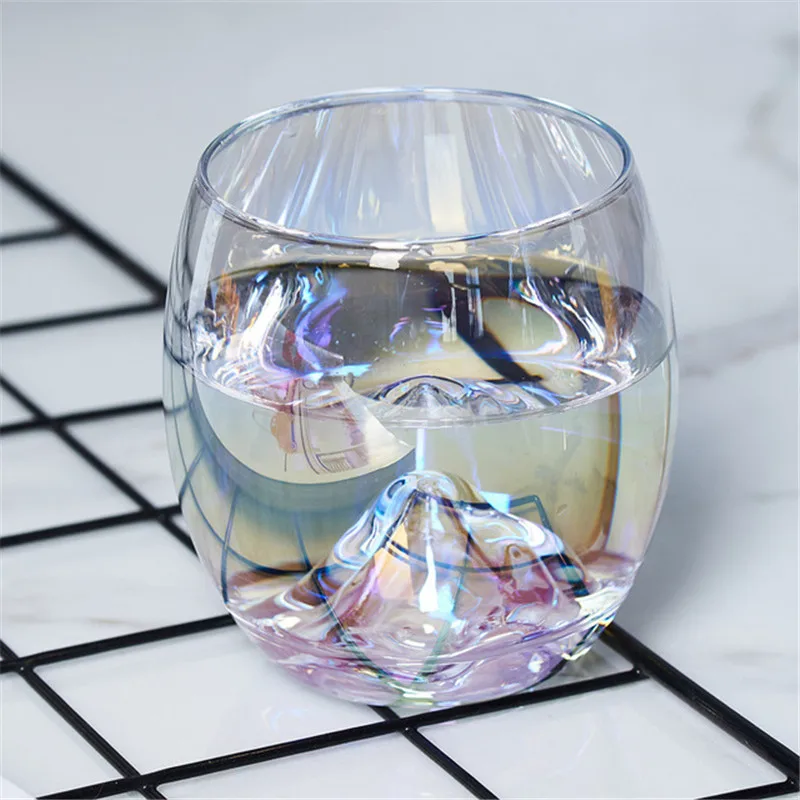 300Ml Rainbow Glass Cup Creative Teardrop Lead-Free Whiskey Glass Breakfast Milk Tea Coffee Juice Cup Home Office Drinking Glass