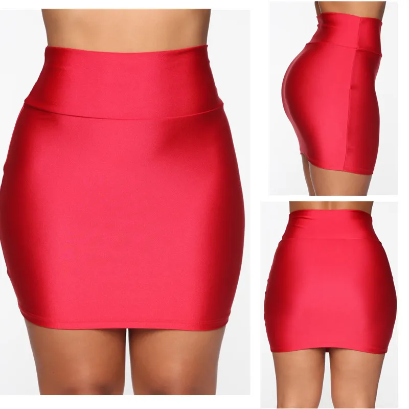 SKMY Clothes For Women Summer 2024 New Mini Skirt Solid Color Satin Hight Waist Pencil Skirts Casual Office Ladies Wear