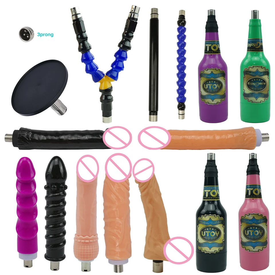 

ROUGH BEAST 28 Types Triple Plug Sex Machine Attachment 3XLR 3PRONG Attachment Dildo Sex Masturbation Love Toys for Adult Women